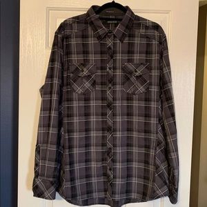 Mens Buckle Black plaid button down shirt.